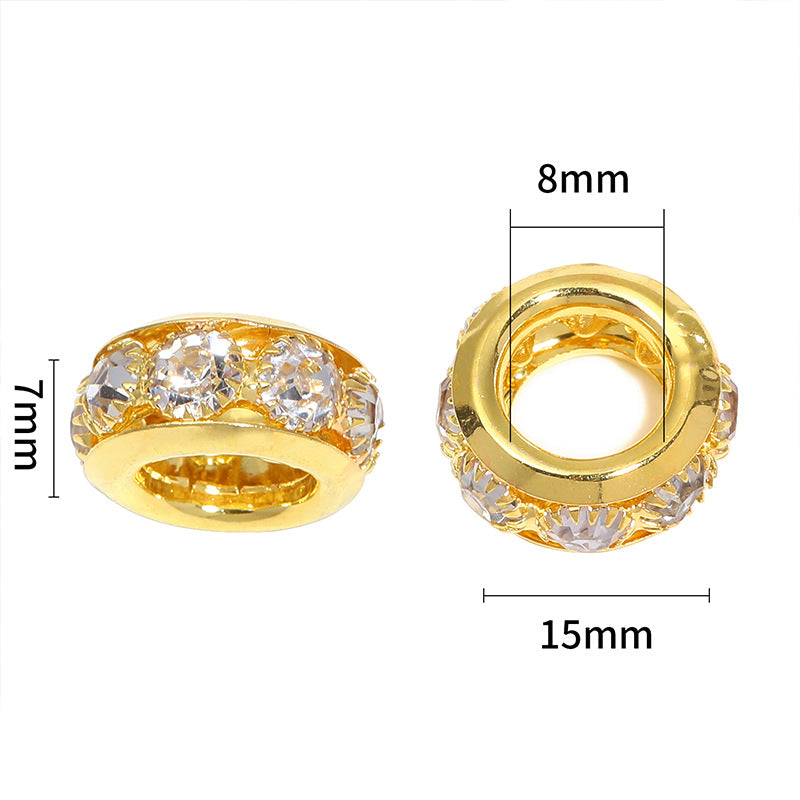 Wholesale 100pcs/pack 15mm diamond-studded round diamond DIY metal spacer beads